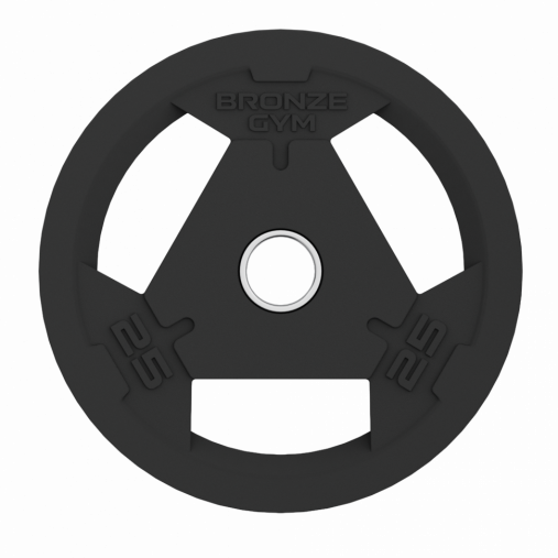 Диск олимпийский BRONZE GYM обрезиненный 25 кг с тремя хватами