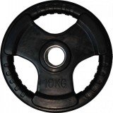 Диск обрезиненный черный, тройной хват, D 51 мм, 10 кг Диск обрезиненный черный, тройной хват, D 51 мм, 10 кг